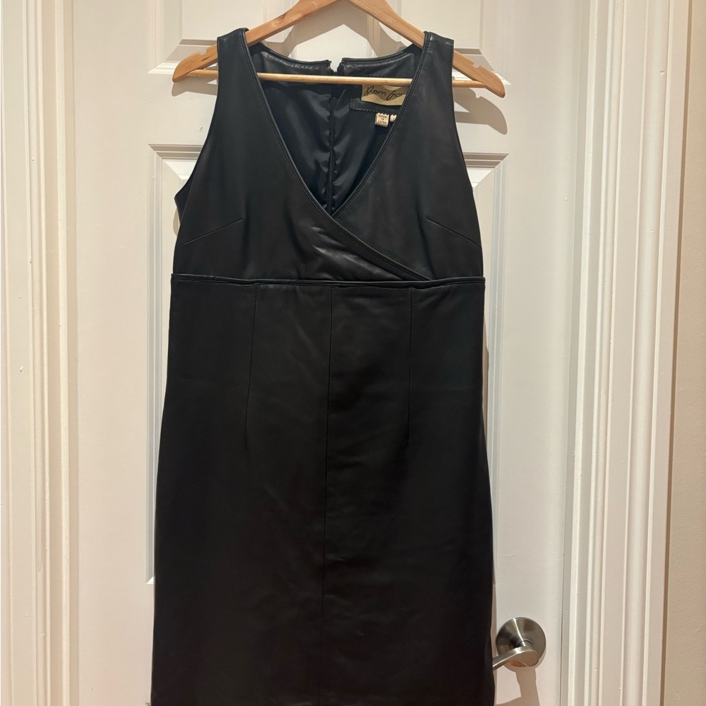 Black Leather Sleeveless Dress